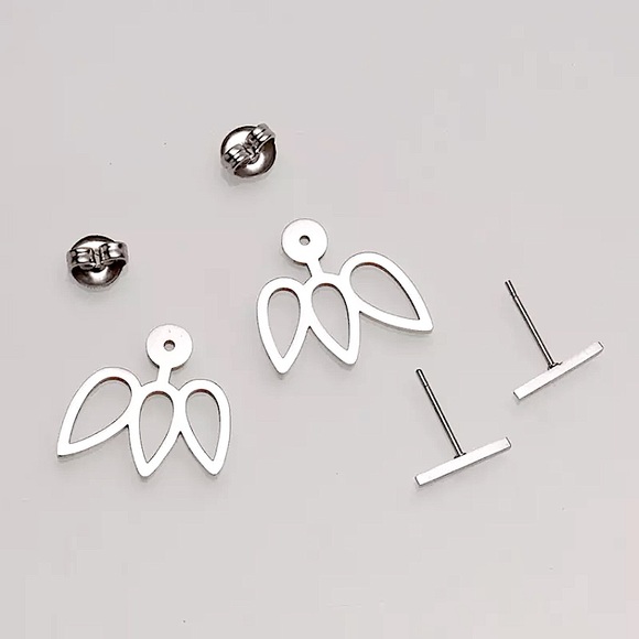 ⚜️[𝟯𝟬%𝗢𝗙𝗙|𝗯𝘂𝗻𝗱𝗹𝗲𝘀 𝟯+]⚜️Silver Lotus Jacket Earrings NEW - Picture 4 of 6